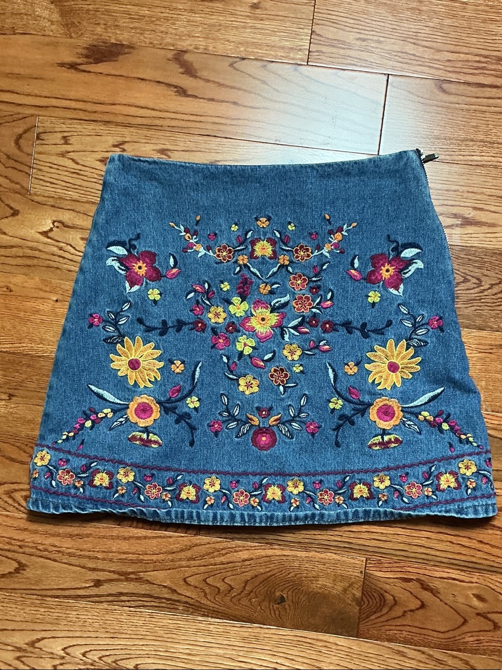 Harper Heritage Embroidered Denim Mini Skirt